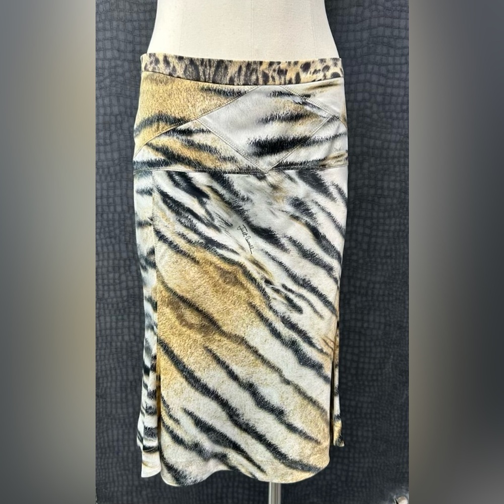 Vintage Just Cavalli Black & Gold Tiger Print  Skirt